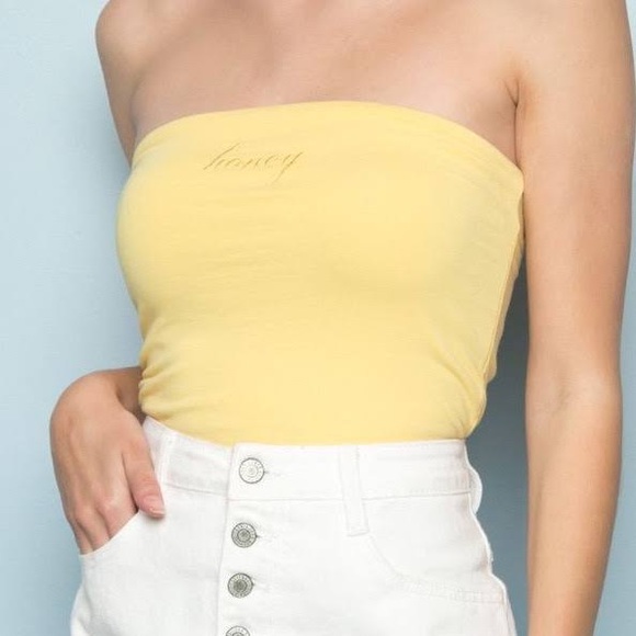 brandy melville | yellow ‘honey’ tube top - Picture 2 of 6